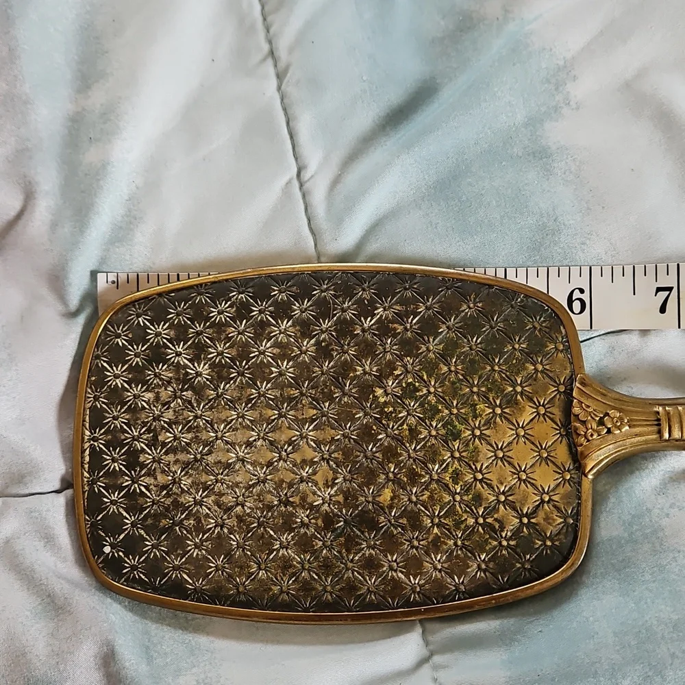 Vintage Vanity Brass Hand Held Mirror